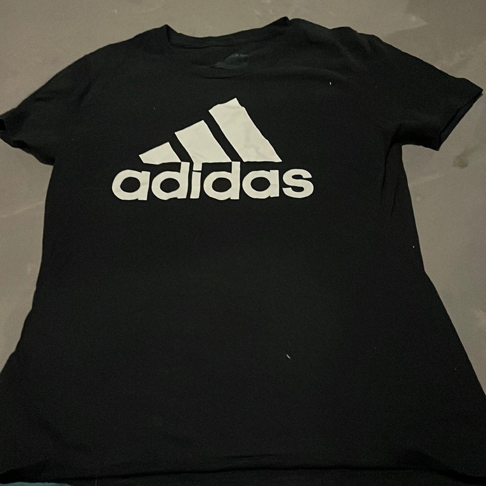Black and white adidas tee